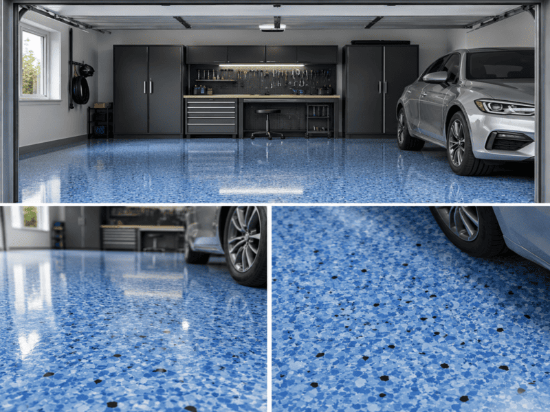 PVC tile wayfinding layout in a commercial garage